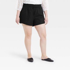 A New Day Target Women's High-Rise Pull-On Paperbag Shorts 4" Black Plus Size 2X